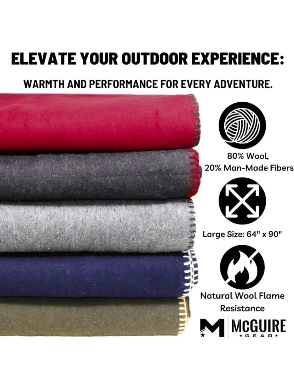 Heavy Duty Fire Retardant Wool Blanket for Camping, Survival & Emergency Use